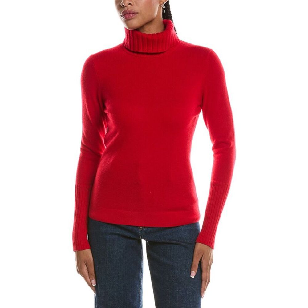 Forte Cashmere Womens  Chunky Trim Turtleneck 100% Cashmere Sweater